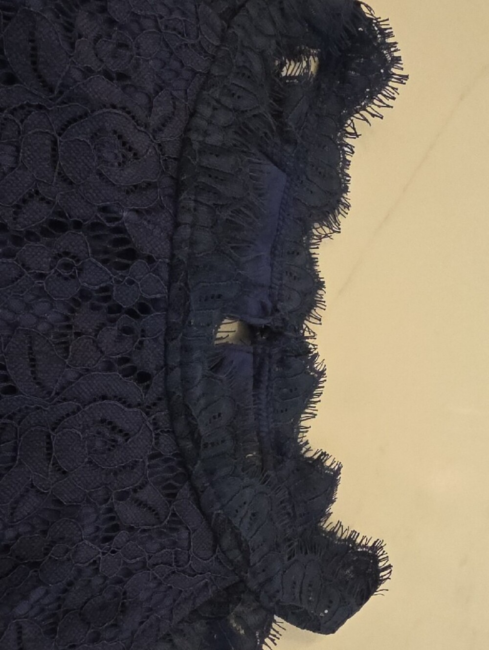 High Neck Floral Lace Top - Navy - Picture 8 of 10